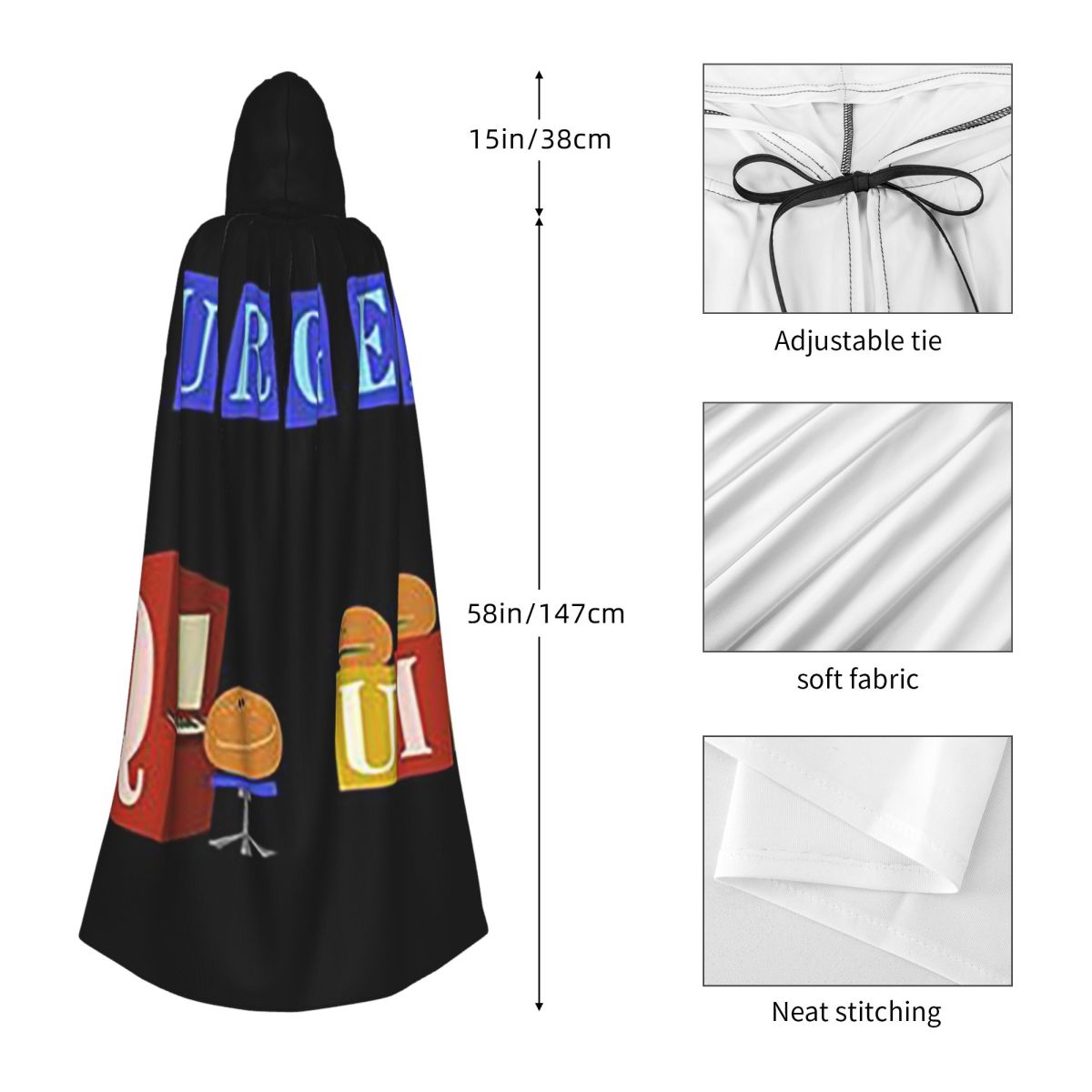 Burger Quiz New Logo Long Hood - Anime Cosplay Quiz ulasan dan harga