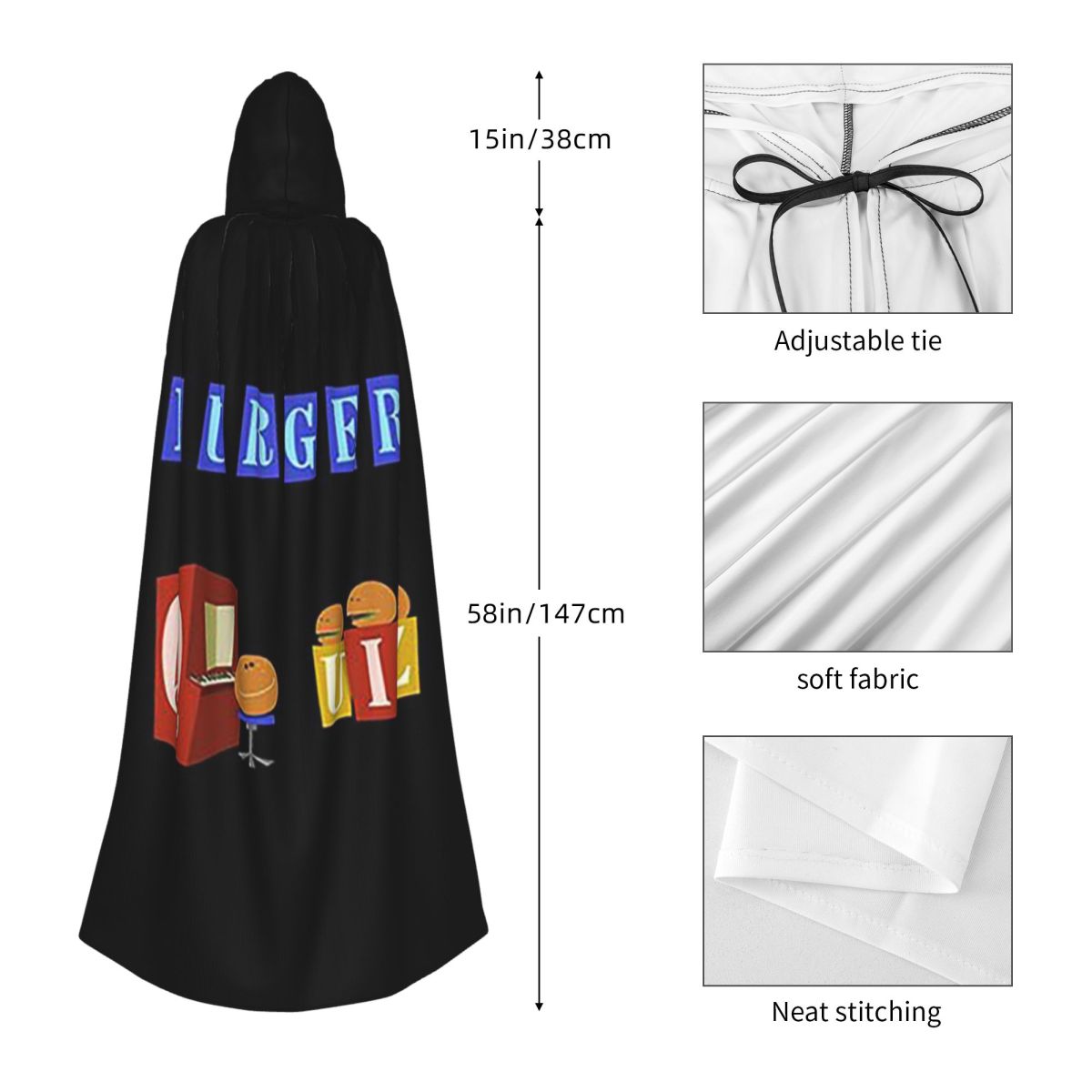 Burger Quiz New Logo Long Hood - Anime Cosplay Quiz ulasan dan harga