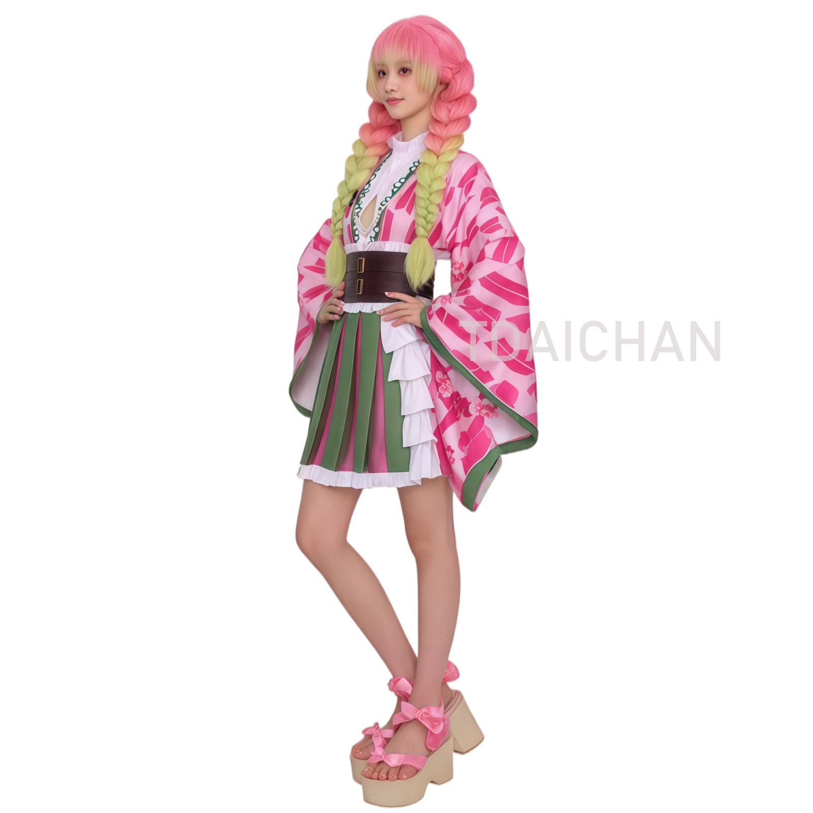 Anime Kanroji Mitsuri Cosplay  - Cosplay Anime Pink Hair ulasan dan harga