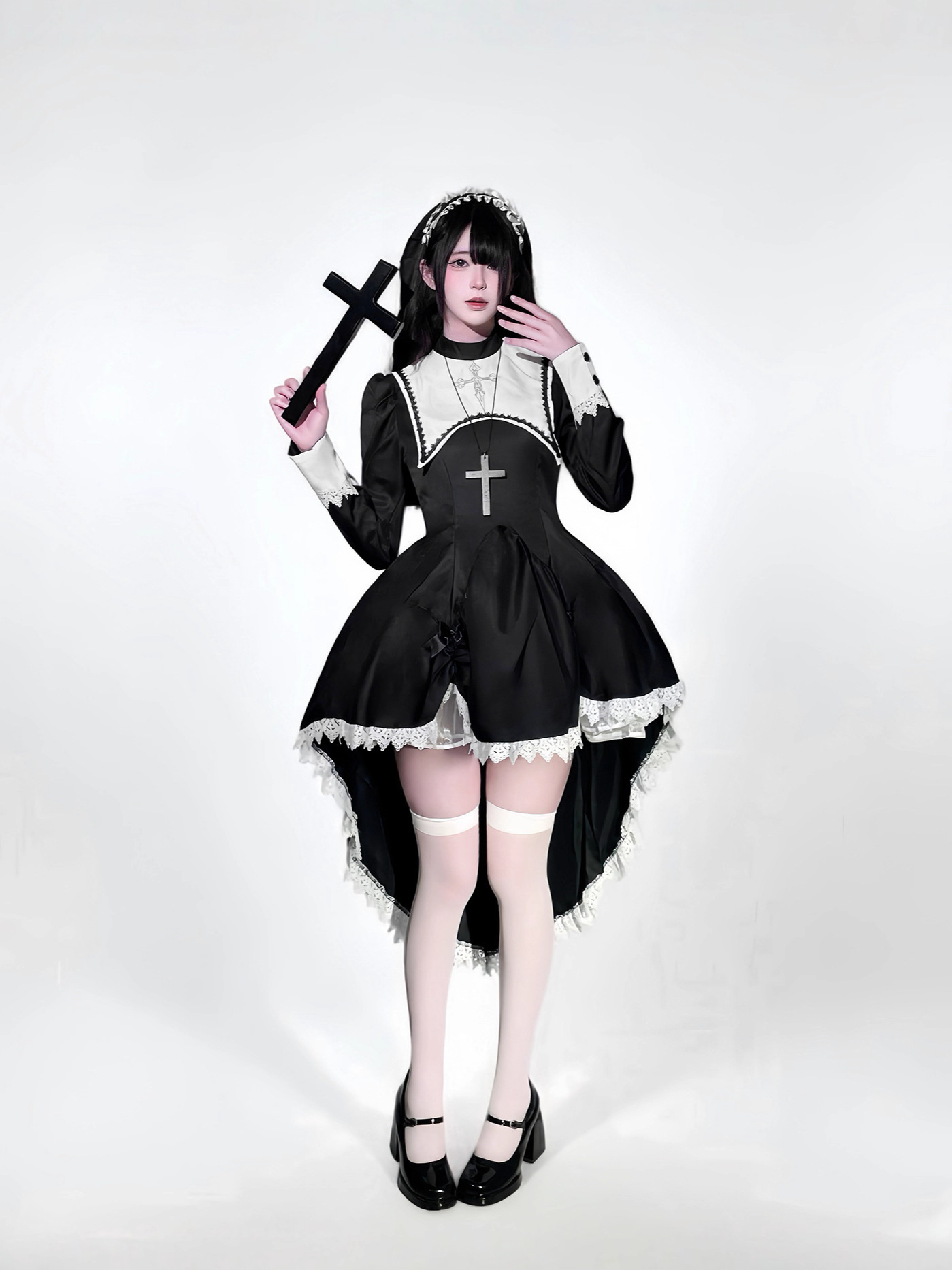Gothic style dark embroidery c - Anime Cosplay Nun ulasan dan harga