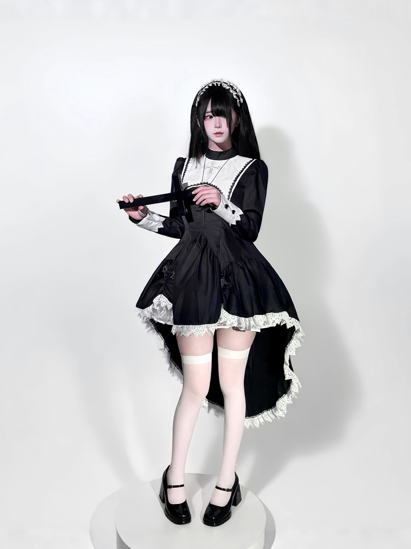 Gothic style dark embroidery c - Anime Cosplay Nun ulasan dan harga