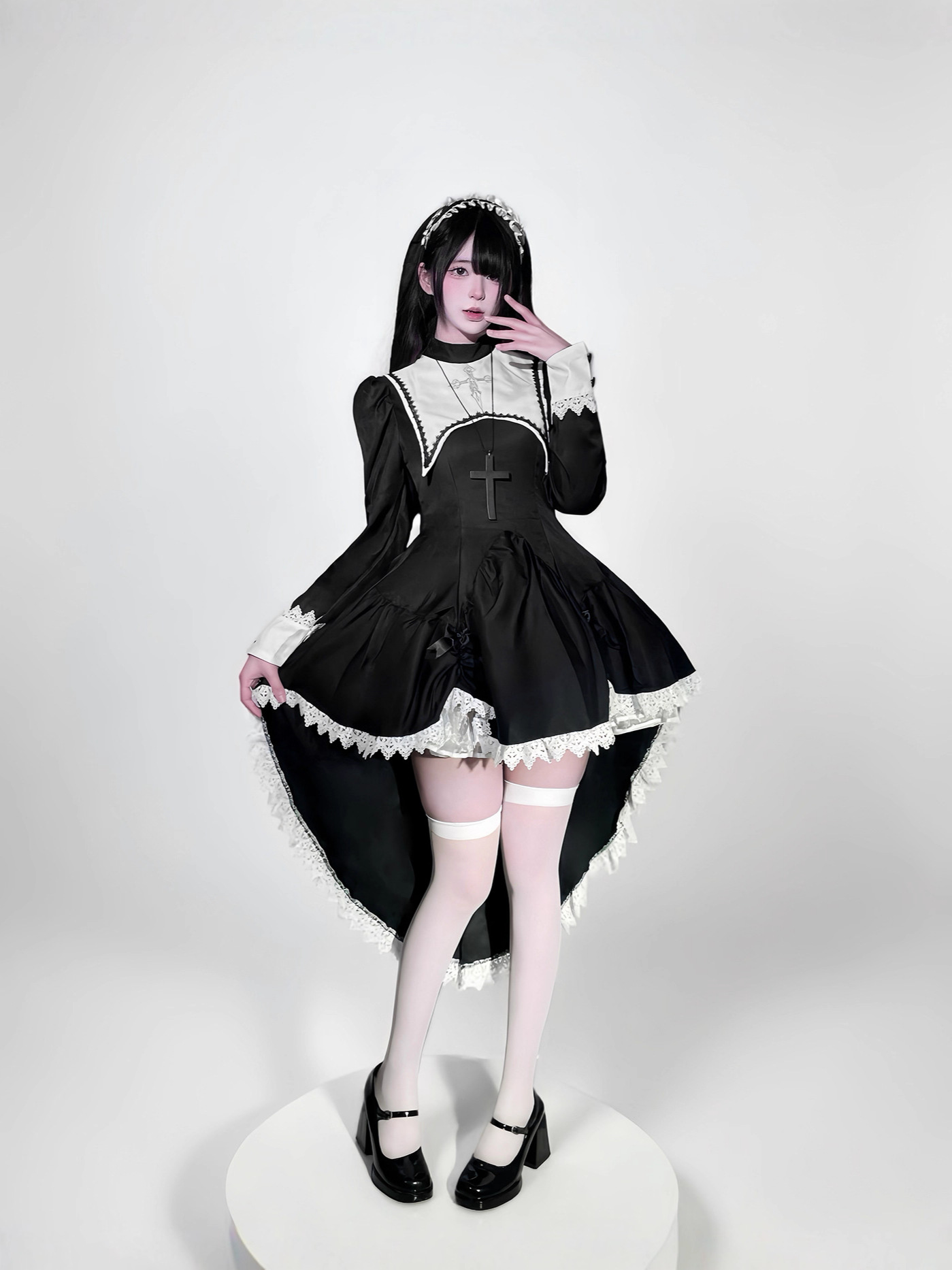 Gothic style dark embroidery c - Anime Cosplay Nun ulasan dan harga