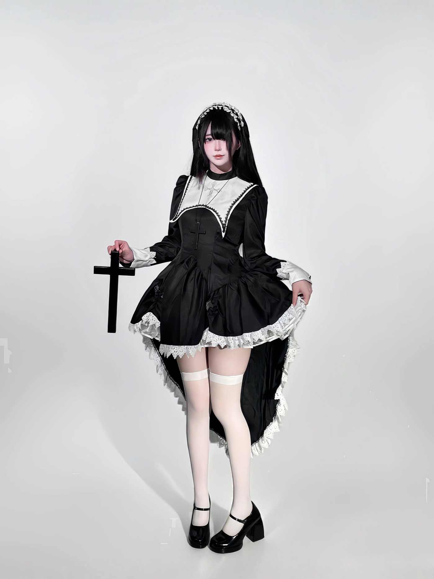 Gothic style dark embroidery c - Anime Cosplay Nun ulasan dan harga